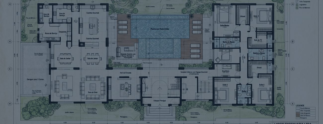 Planta baixa de projeto executivo residencial